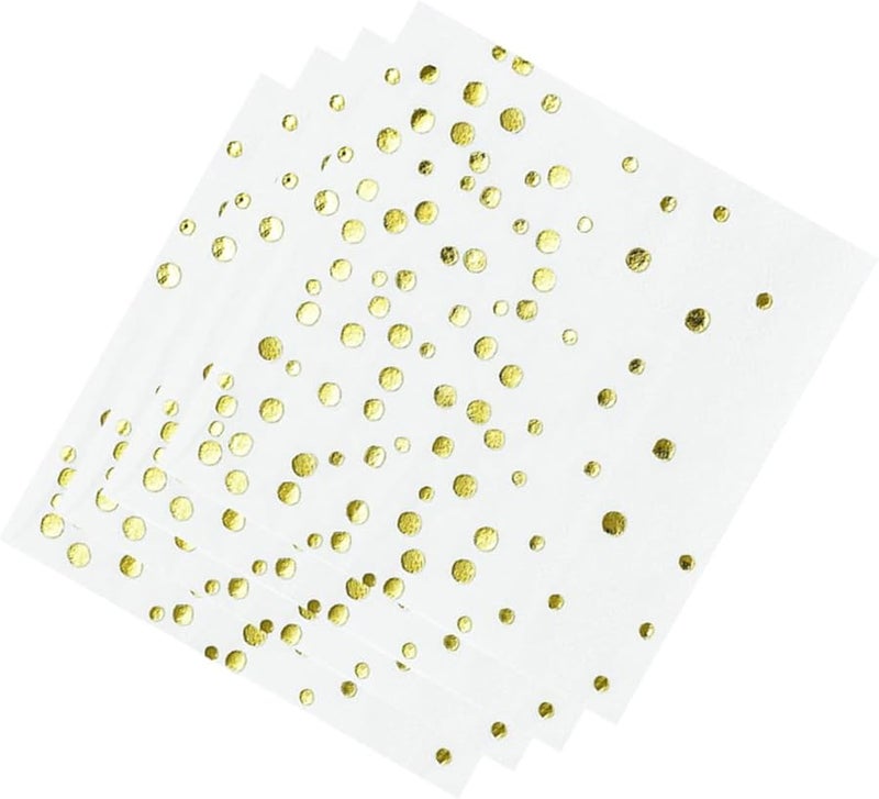 FRCOLOR 100 قطعة مناديل مطبوعة بنقاط رقائق ذهبية لحفلات الزفاف وأعياد الميلاد والعشاء - Image 1